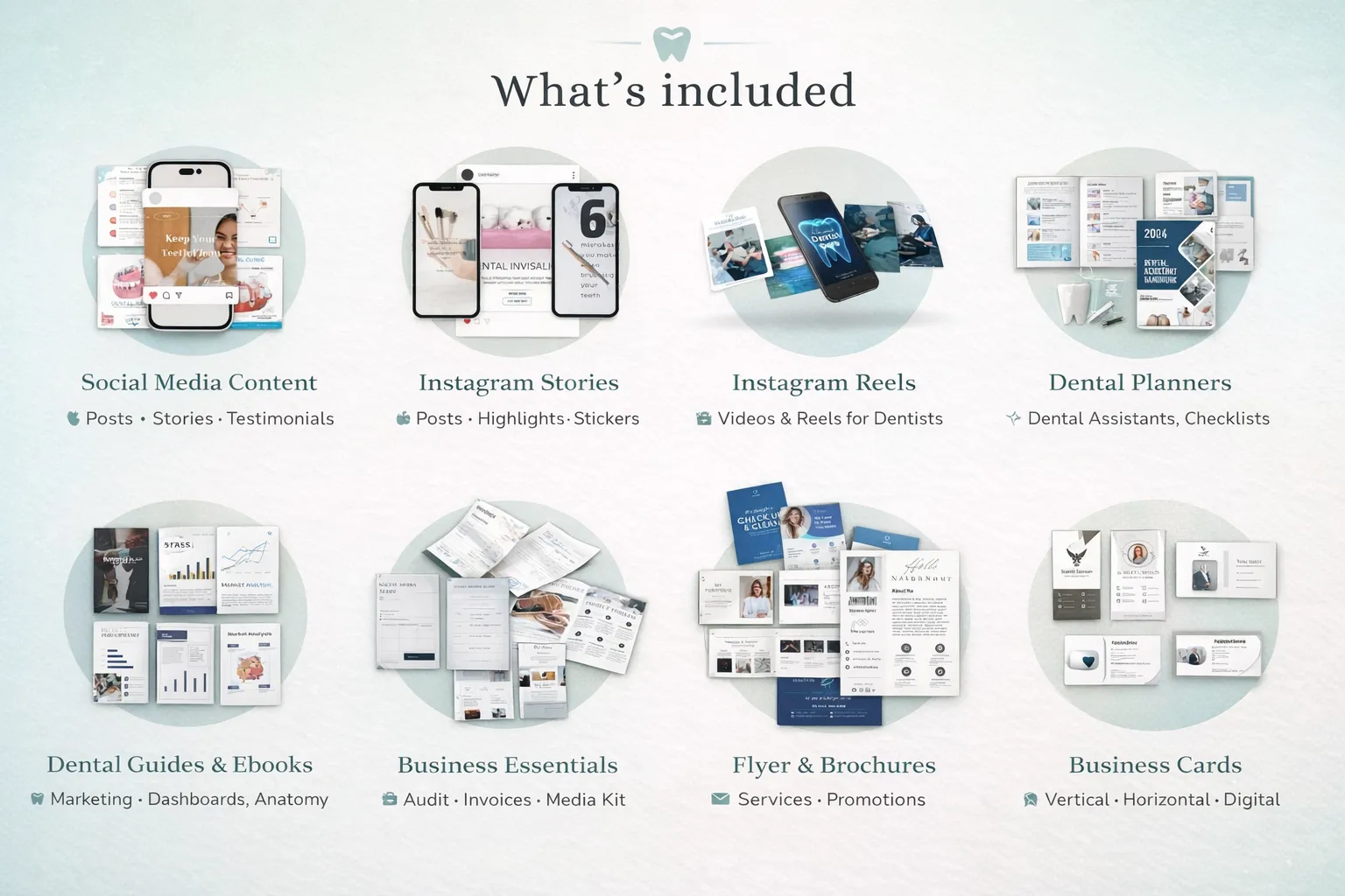 What's included in the dental business kit